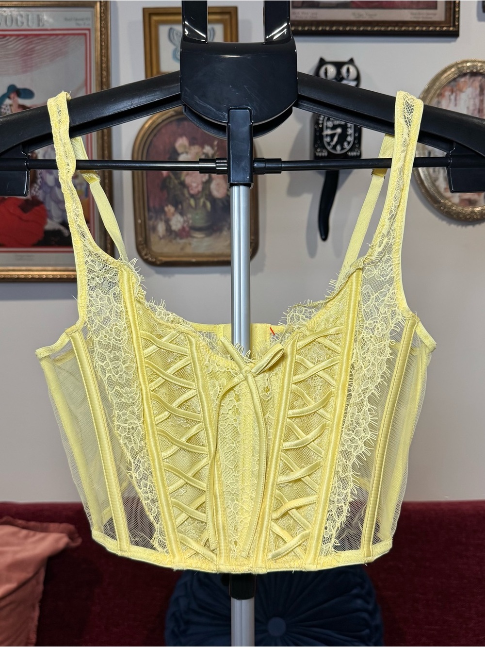 Victoria's Secret Pale Yellow Lace Corset Bralette - New with Tags
